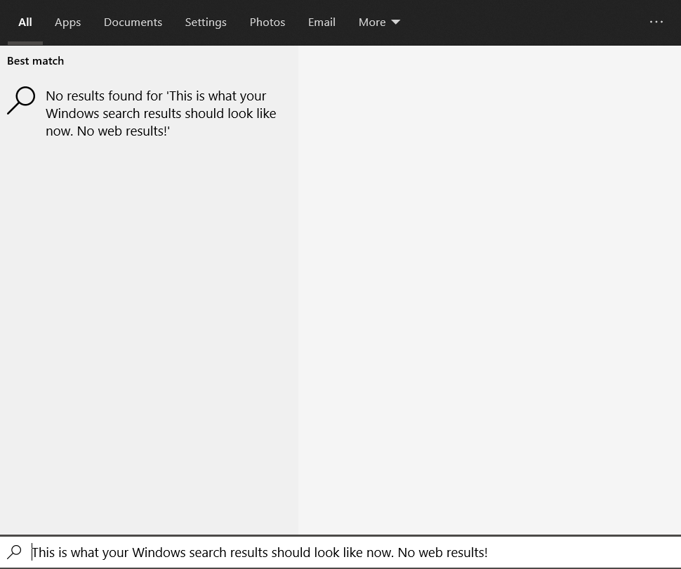 No web results in the search bar now
